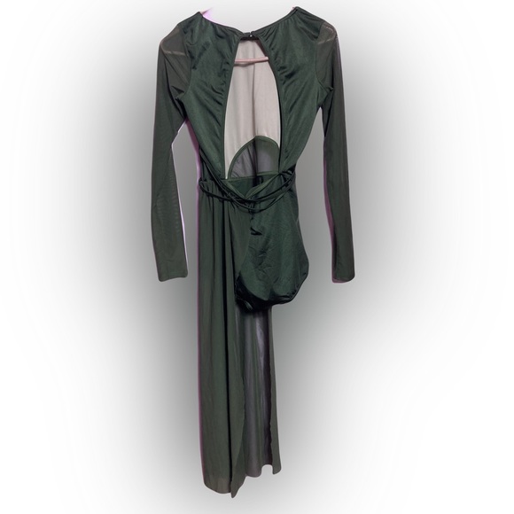 Weissman Dance Bodysuit with Train Green Size Medium Great Stretch - Picture 2 of 4